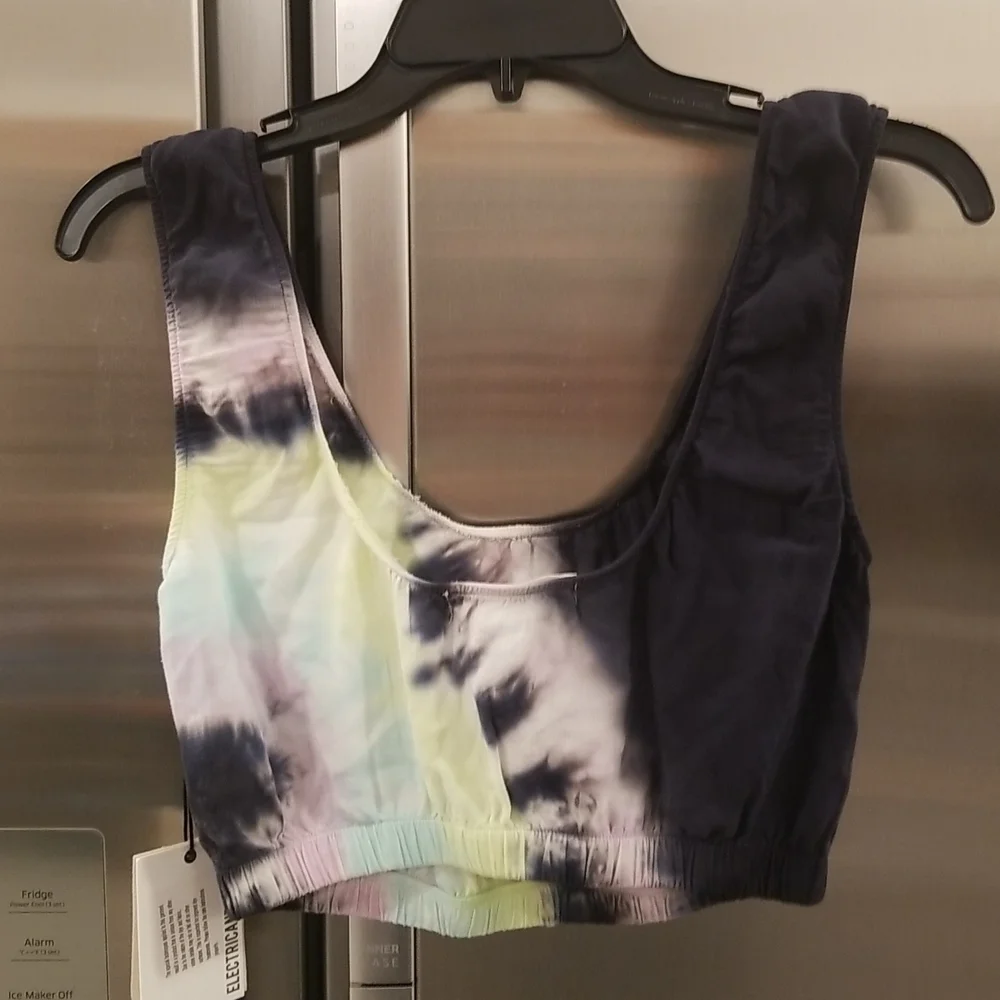 💕ELECTRIC & ROSE💕 Linda Crop Top ~ Onyx Lavender Glow Tie Dye Pattern XS NWT - Picture 7 of 14